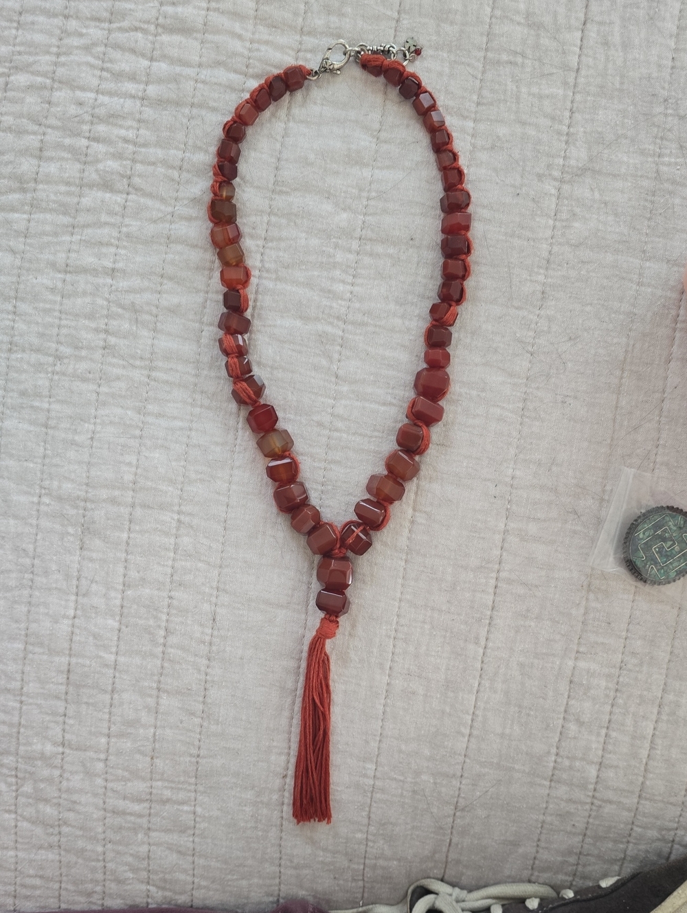 Lucky Brand Carnelian Beaded Tassel Necklace - Women Jewelry